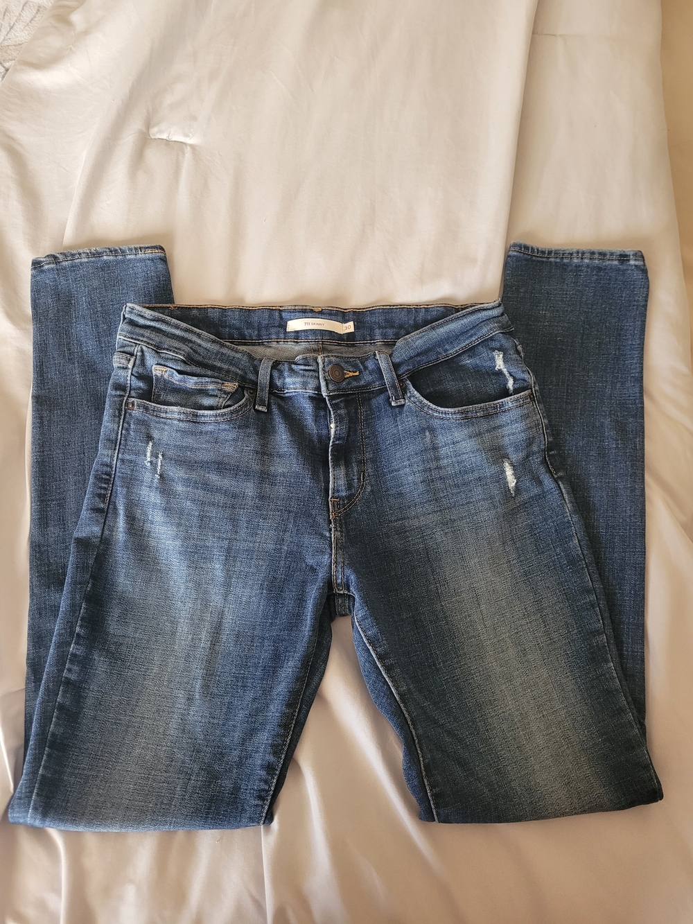 Levi's Women's Blue Skinny Jeans with Light Distress